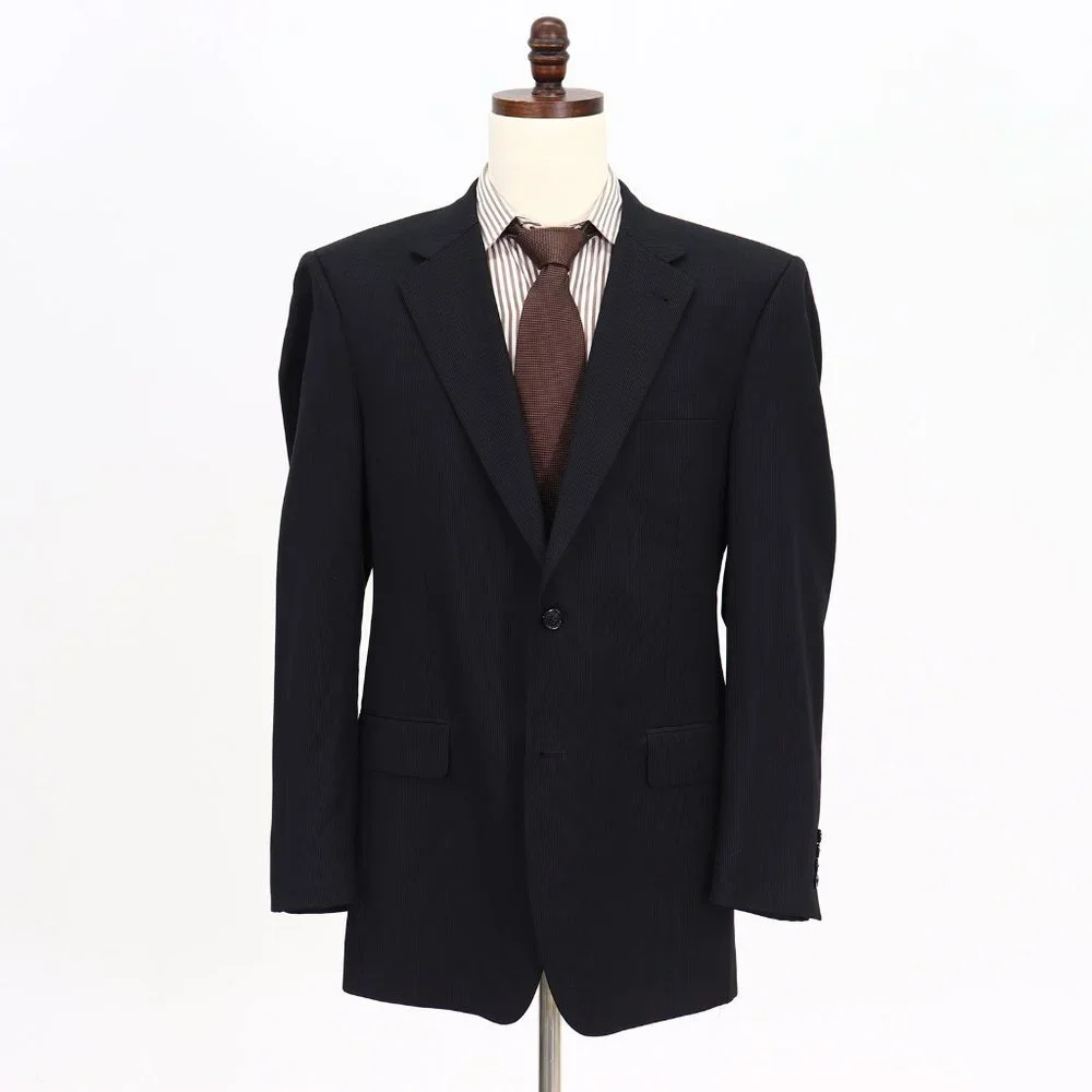 Jos. A. Bank 43L Black Solid 2-Button Sport Coat Blazer Jacket B772